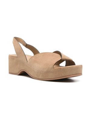 Sandali slingback in pelle scamosciata beige DEL CARLO | 11730GRANO